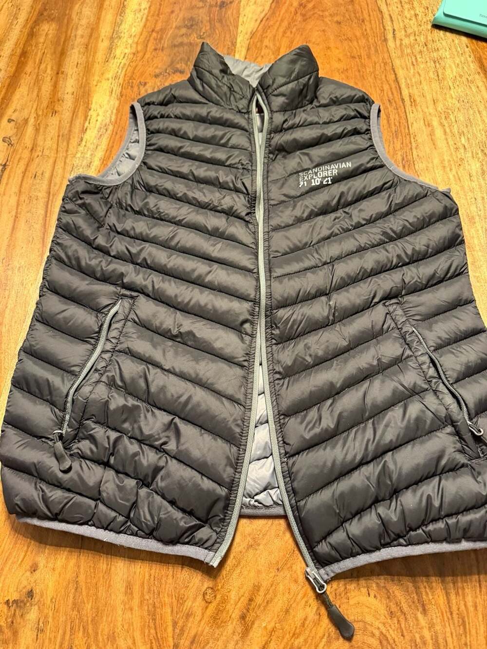 Scandinavian Explorer Black 90% Down Quilted Puffer Vest Mens Size L